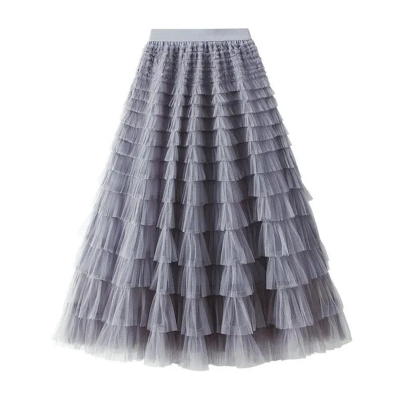 Long Skirt Layered Ruffles Design Elegant