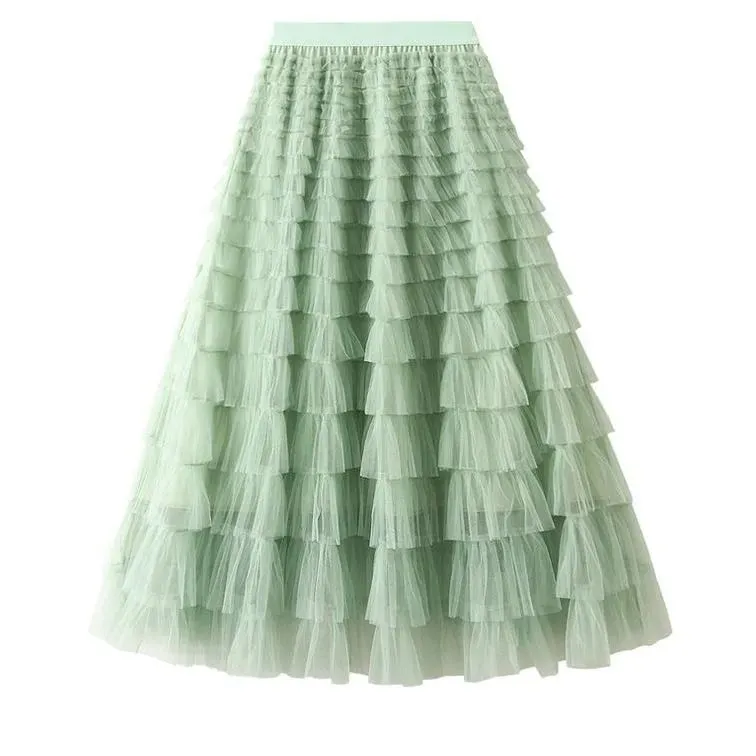 Long Skirt Layered Ruffles Design Elegant