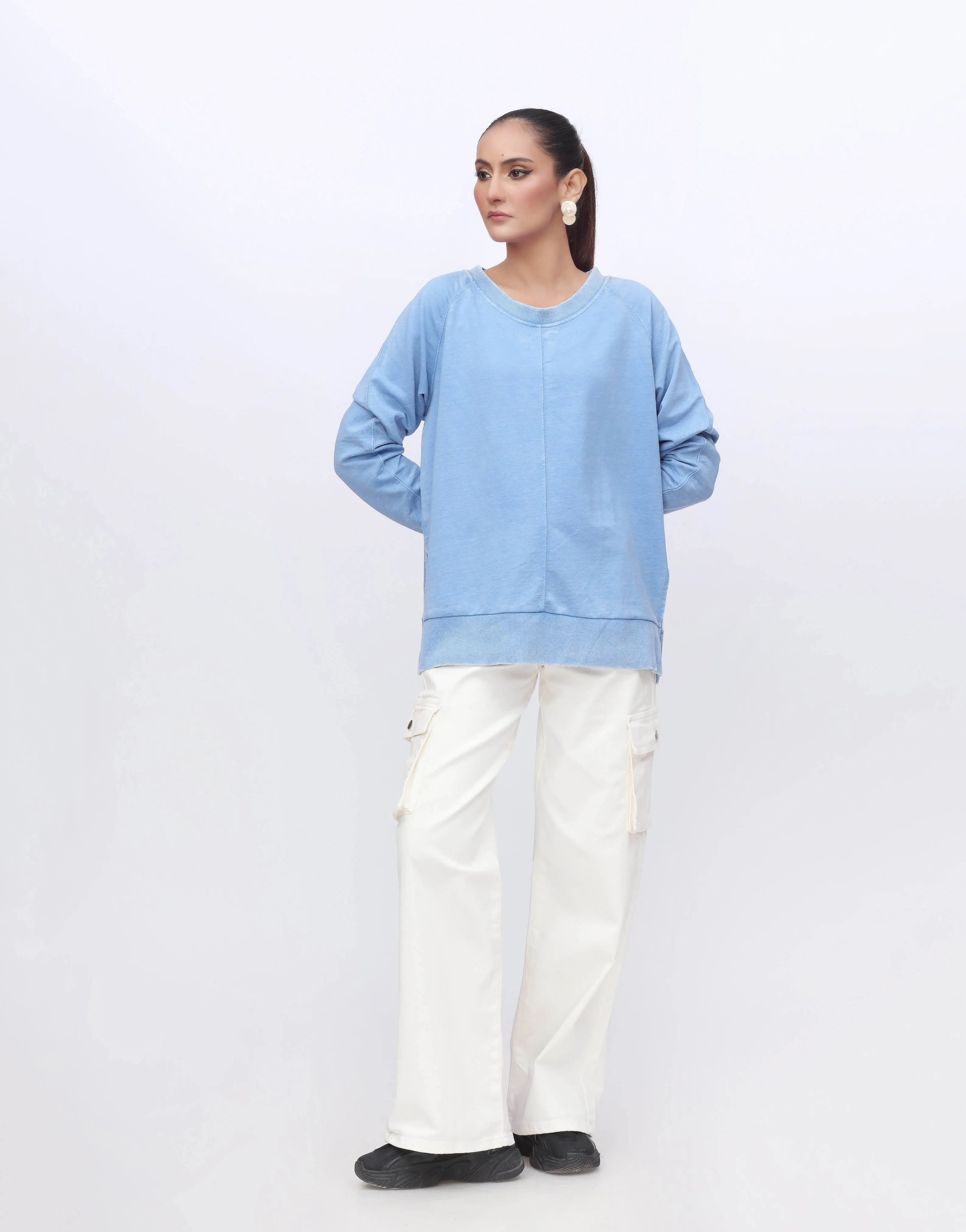 Loose Baggy Sweatshirt-Cobalt Blue