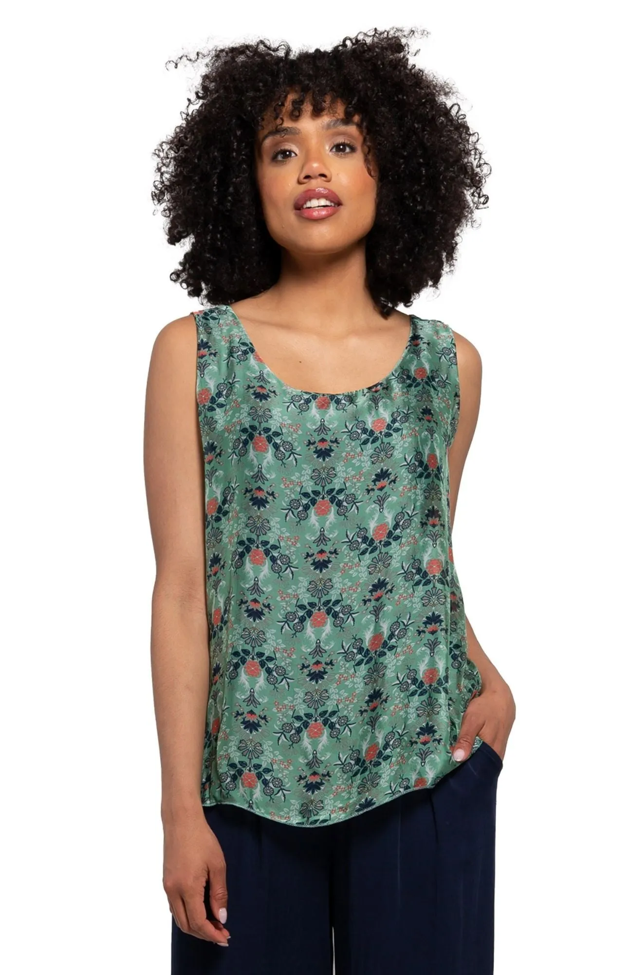 M Made in Italy - Floral Silk Sleeveless Top