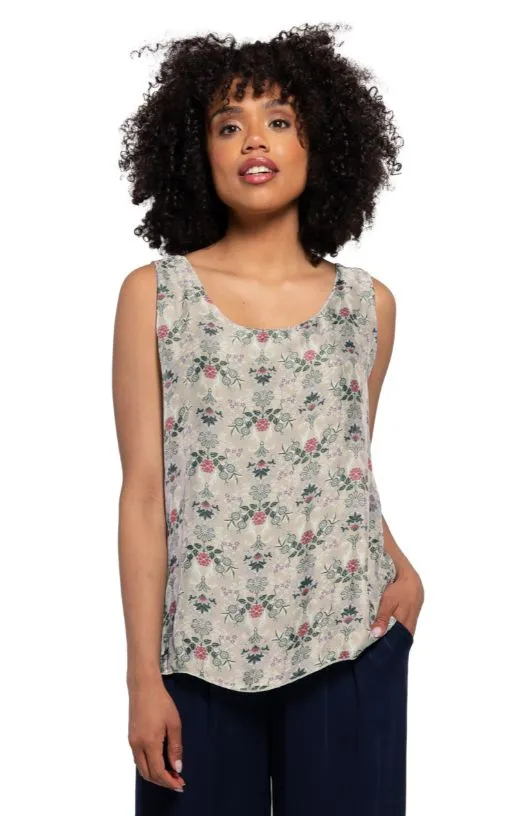 M Made in Italy - Floral Silk Sleeveless Top