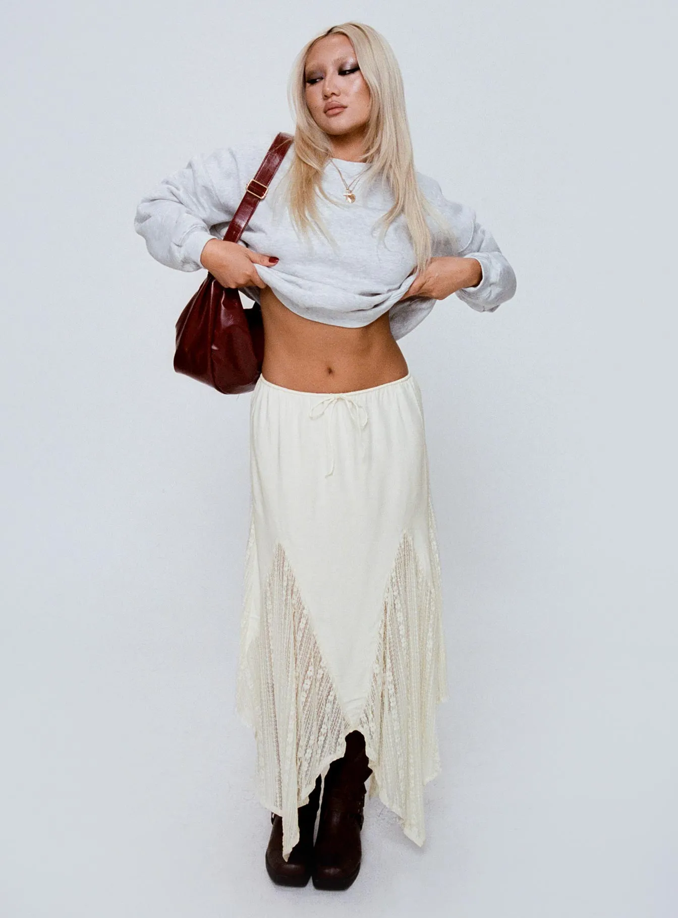 Madame Lace Maxi Skirt Cream Petite