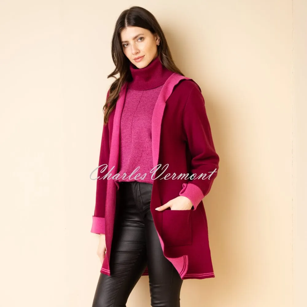 Marble Hooded Cardigan - Style 7196-205 (Berry / Dark Pink)