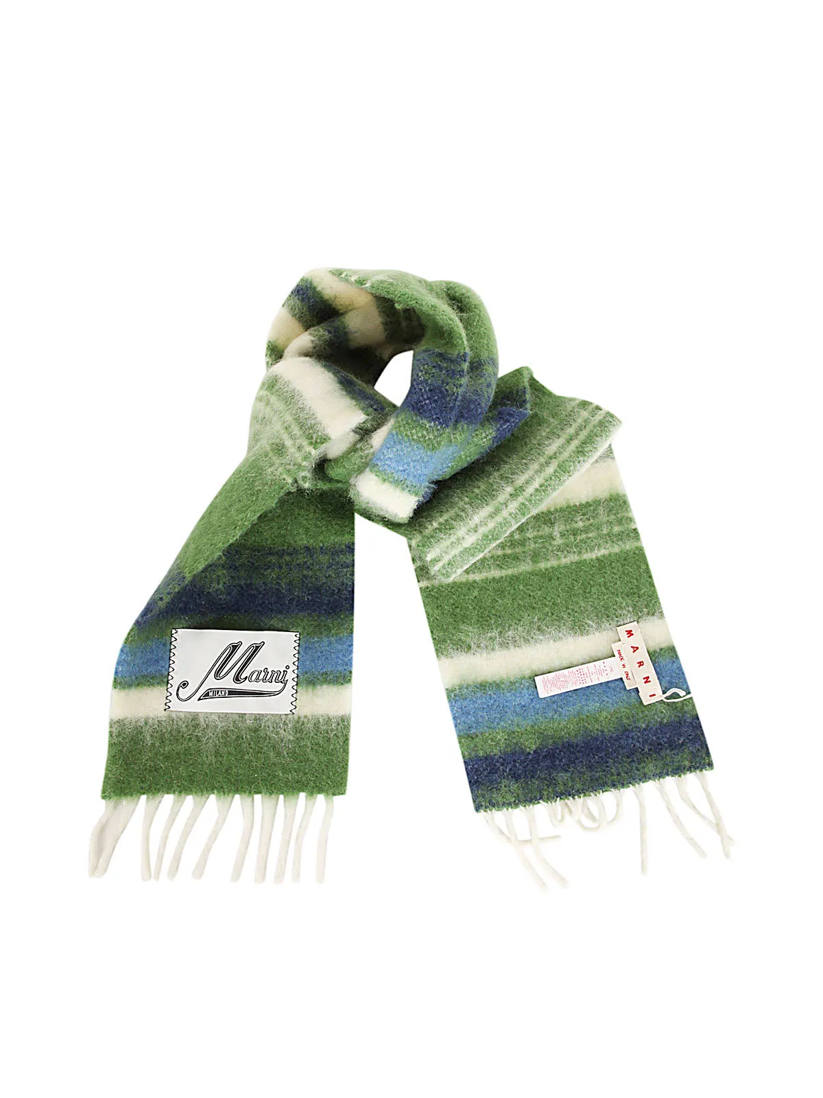 Marni Logo Patch Fringed Scarf