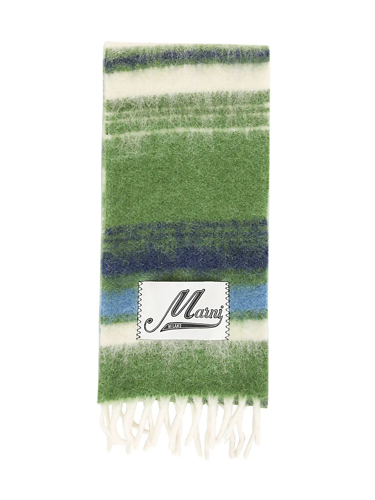 Marni Logo Patch Fringed Scarf