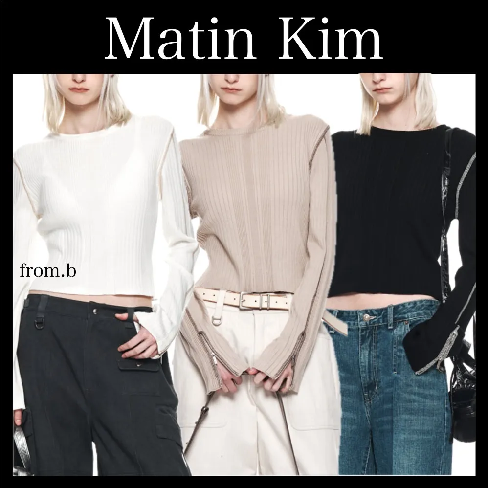 Matin Kim  |Crew Neck Casual Style Street Style Long Sleeves Plain