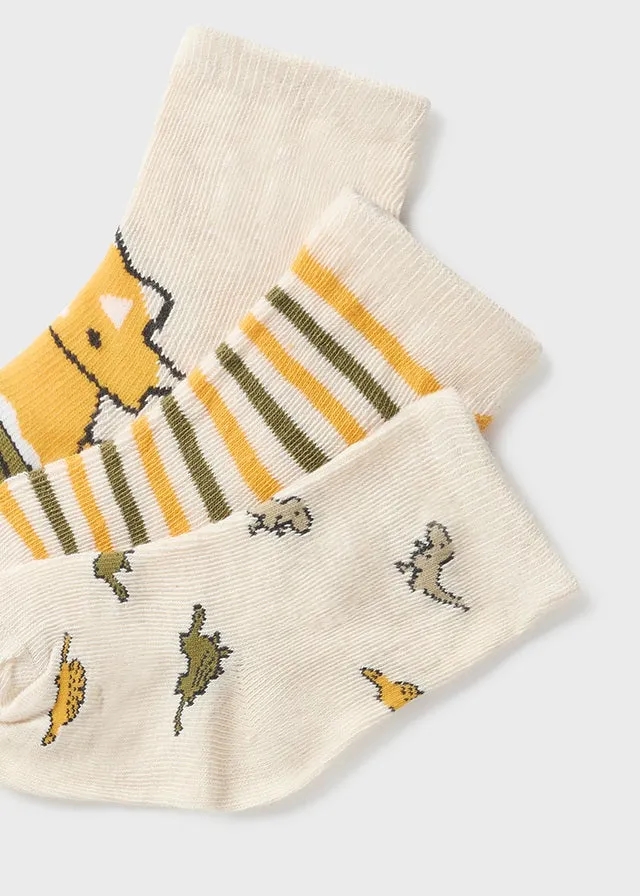 Mayoral Set of 3 socks for baby boy - Oat vig