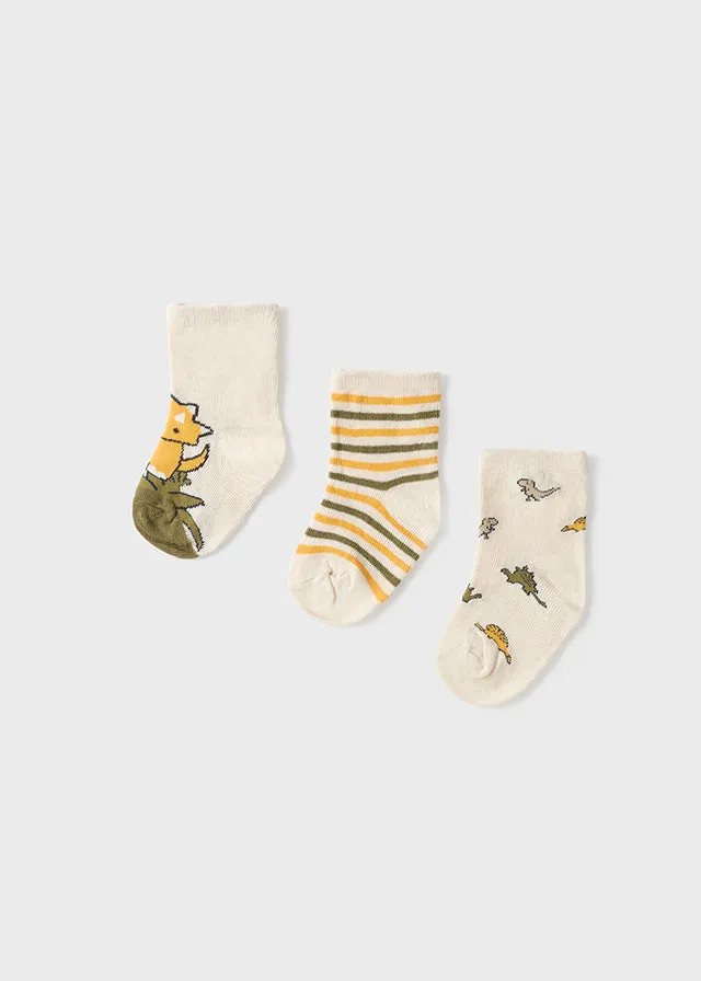 Mayoral Set of 3 socks for baby boy - Oat vig