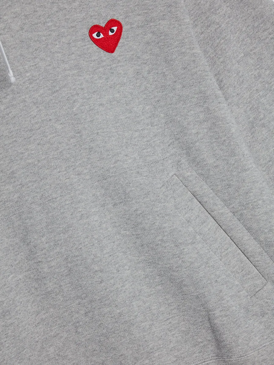 Men Red Heart Play Hooded Sweatshirt, Grey