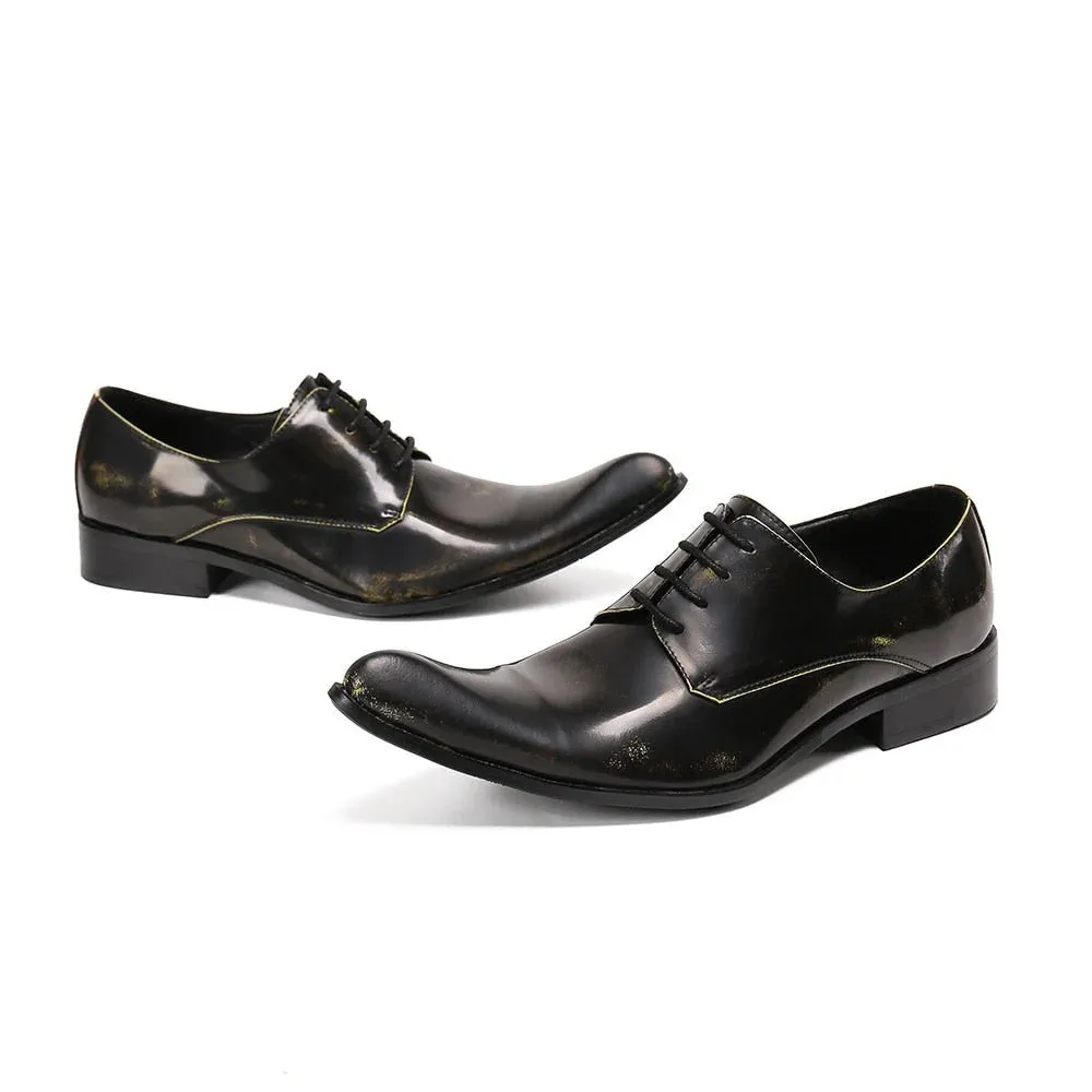 Men's Formal Pointed Toe Lace-up Genuine Leather Business Dress Shoes