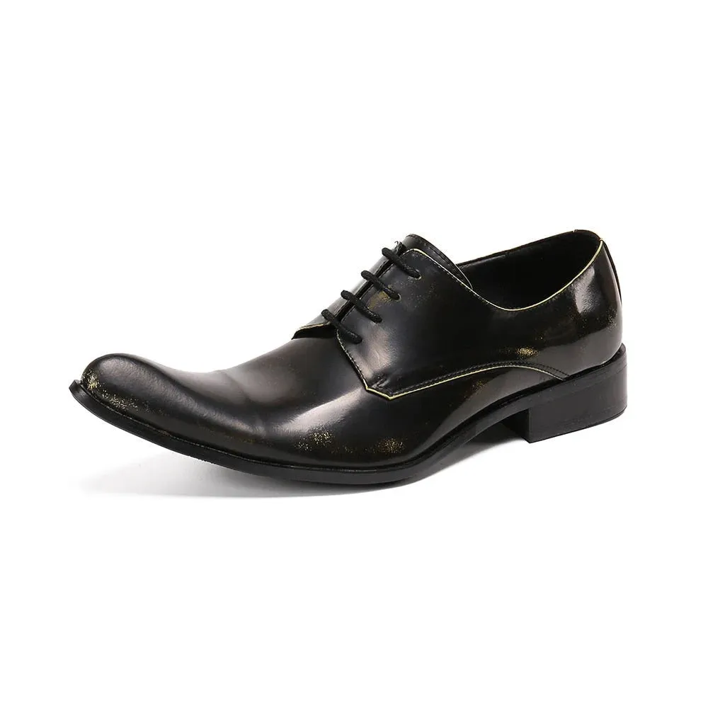 Men's Formal Pointed Toe Lace-up Genuine Leather Business Dress Shoes