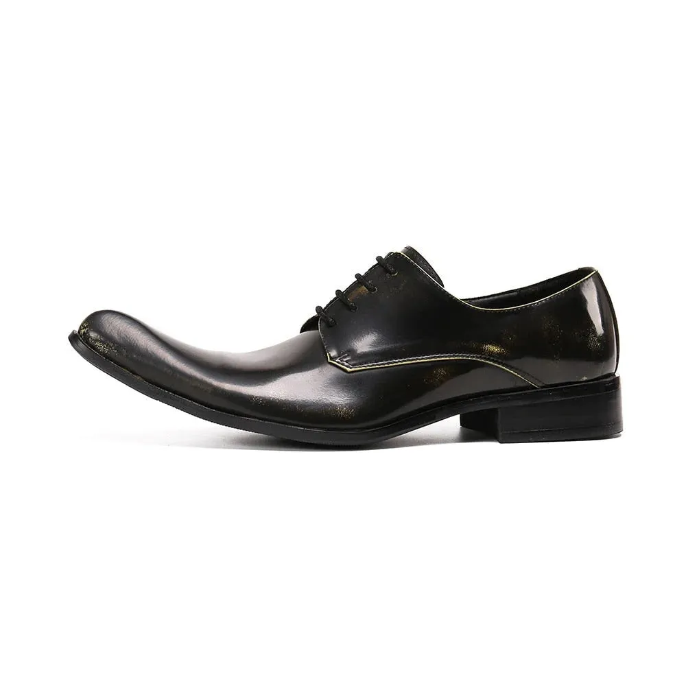 Men's Formal Pointed Toe Lace-up Genuine Leather Business Dress Shoes