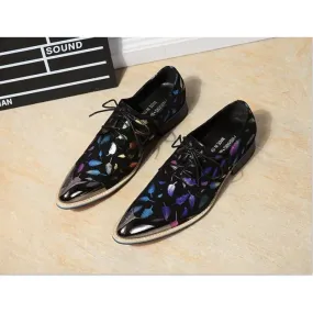 Men's Italian Fashion Pointed Metal Toe Lace-Up Business Dress Shoes