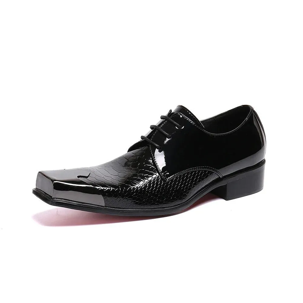 Men's Italian Style Genuine Leather Square-toe Lace-up Oxford Shoes