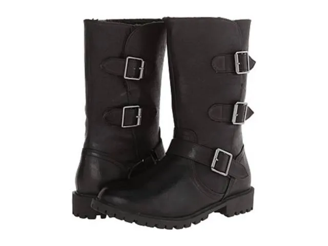 Mia imeina black motorcycle buckle up rider vegan winter snow boots new