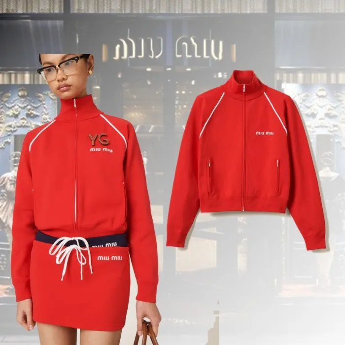 MiuMiu  |Casual Style Long Sleeves Elegant Style Logo