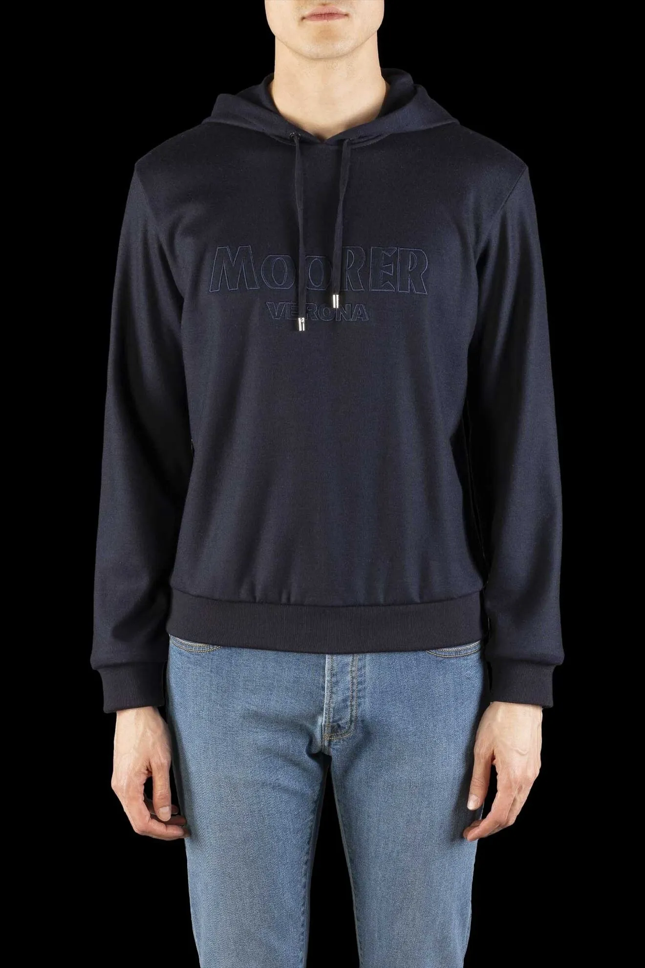 MOORER  |Pullovers Wool Long Sleeves Plain Logo Hoodies