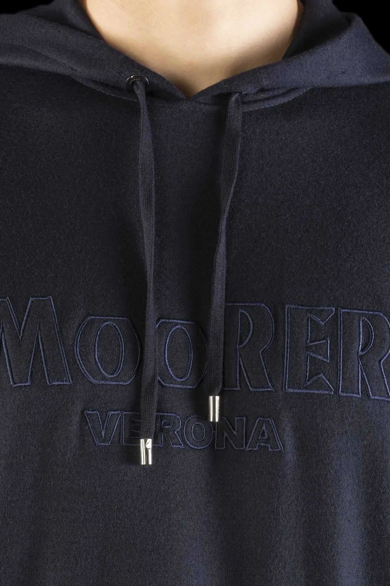 MOORER  |Pullovers Wool Long Sleeves Plain Logo Hoodies