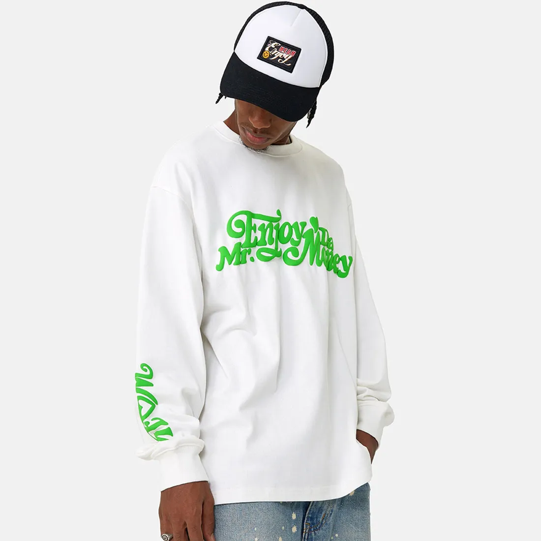 MR. ENJOY DA MONEY  |Crew Neck Unisex Street Style Long Sleeves Oversized