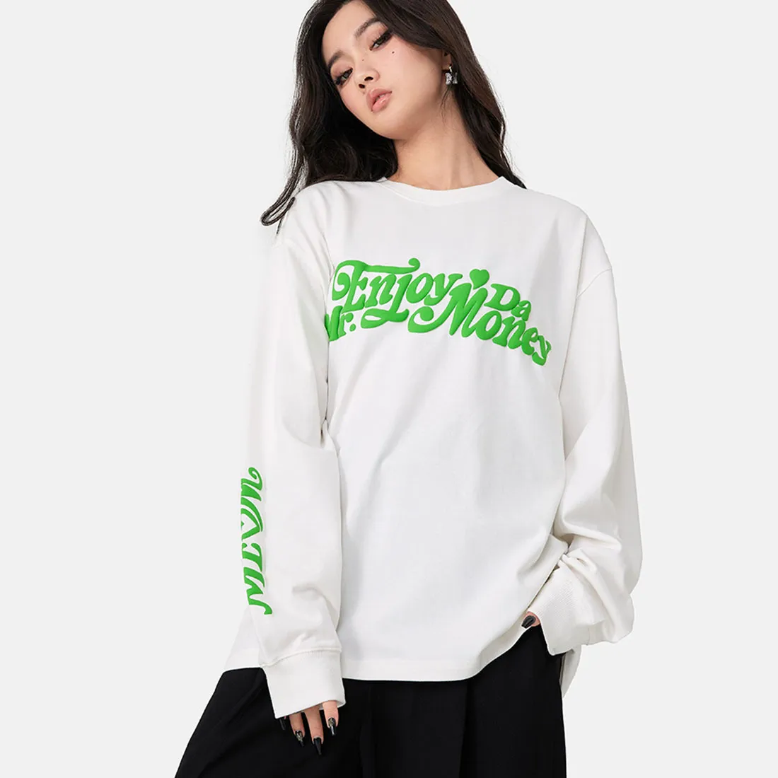 MR. ENJOY DA MONEY  |Crew Neck Unisex Street Style Long Sleeves Oversized