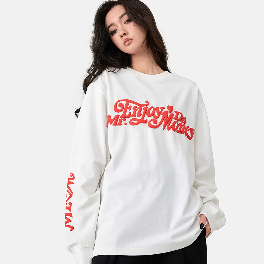 MR. ENJOY DA MONEY  |Crew Neck Unisex Street Style Long Sleeves Oversized