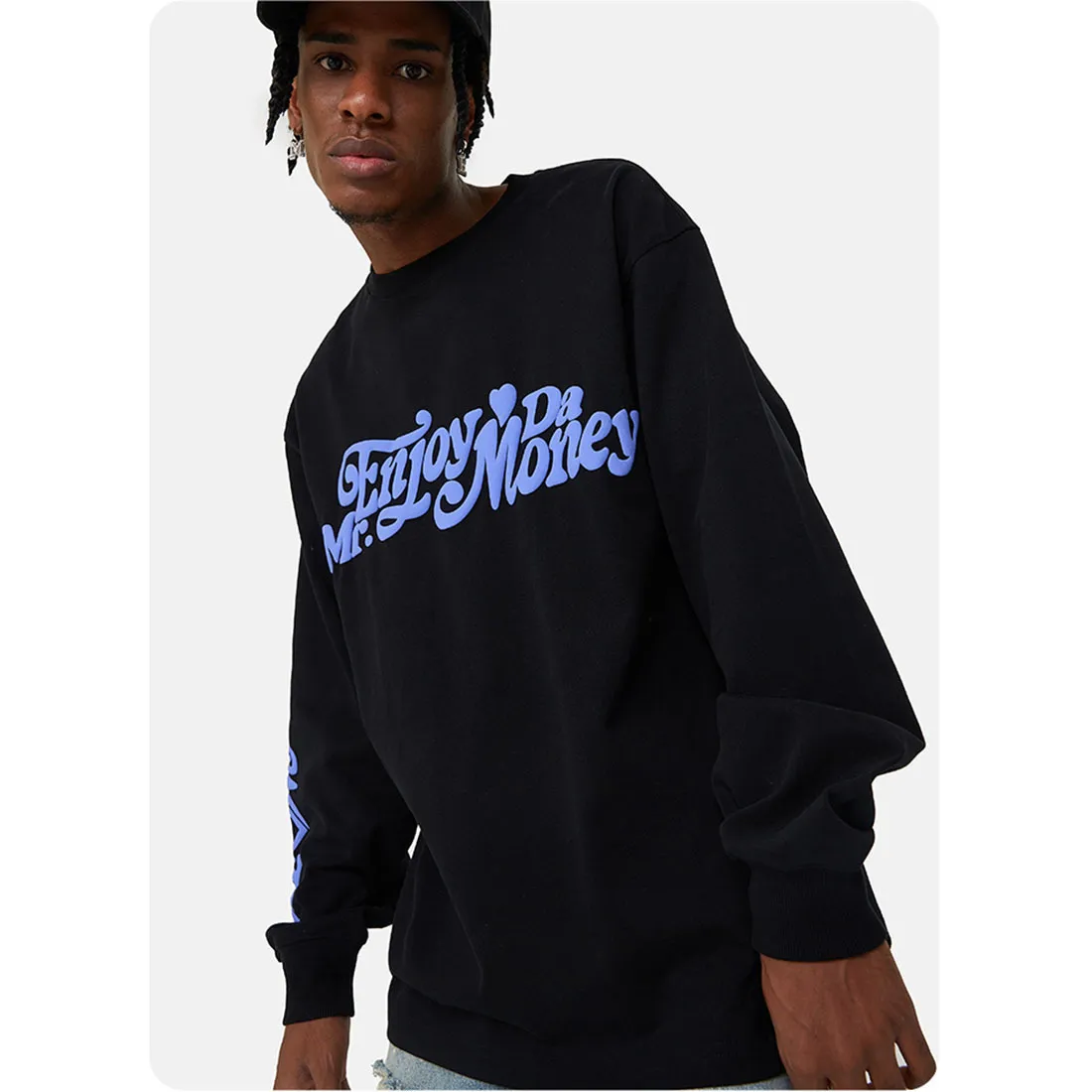 MR. ENJOY DA MONEY  |Crew Neck Unisex Street Style Long Sleeves Oversized