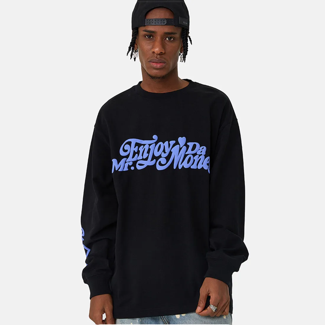 MR. ENJOY DA MONEY  |Crew Neck Unisex Street Style Long Sleeves Oversized