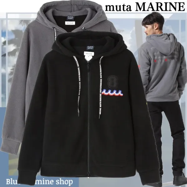 muta  |Pullovers Long Sleeves Plain Cotton Logo Hoodies