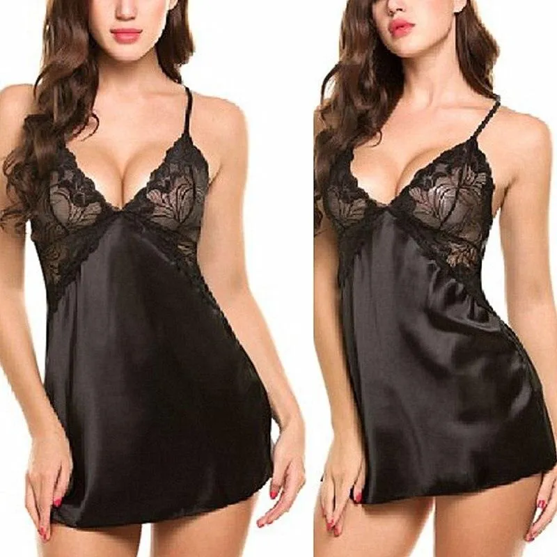 Nightgown Satin Lace Sleepwear