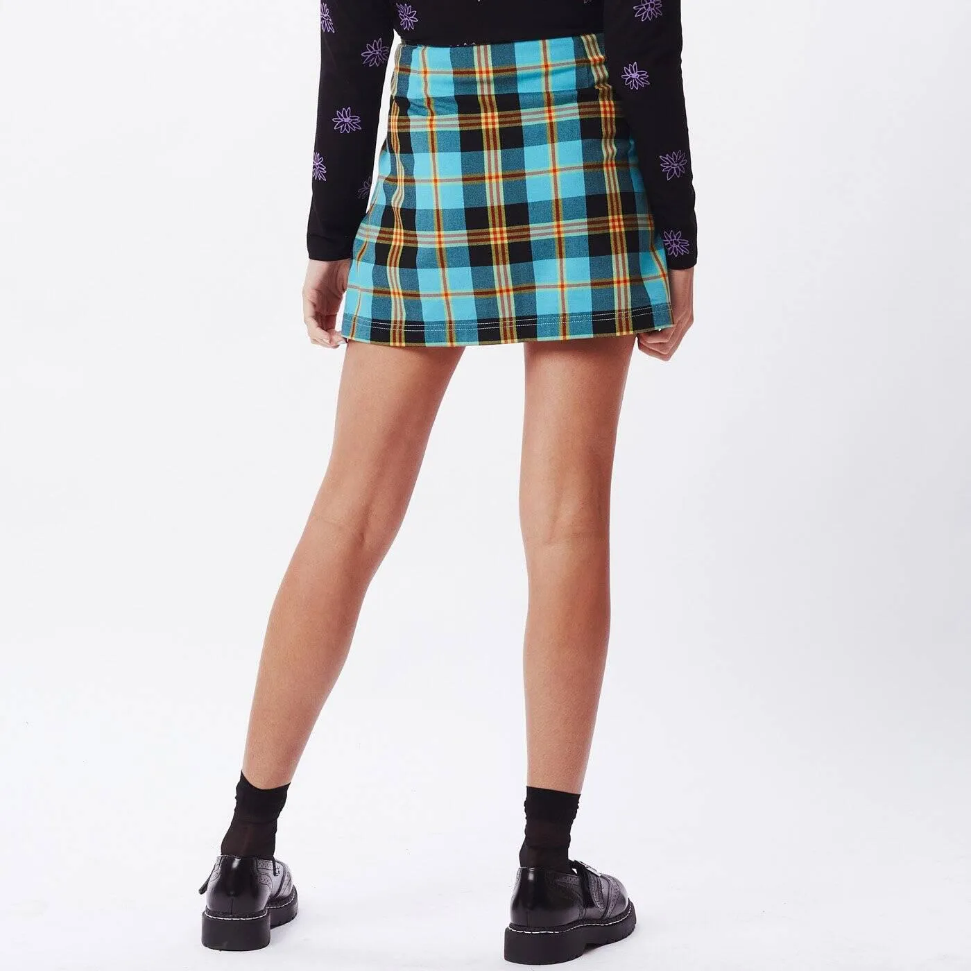 Obey Joanie Plaid Skirt in Aqua