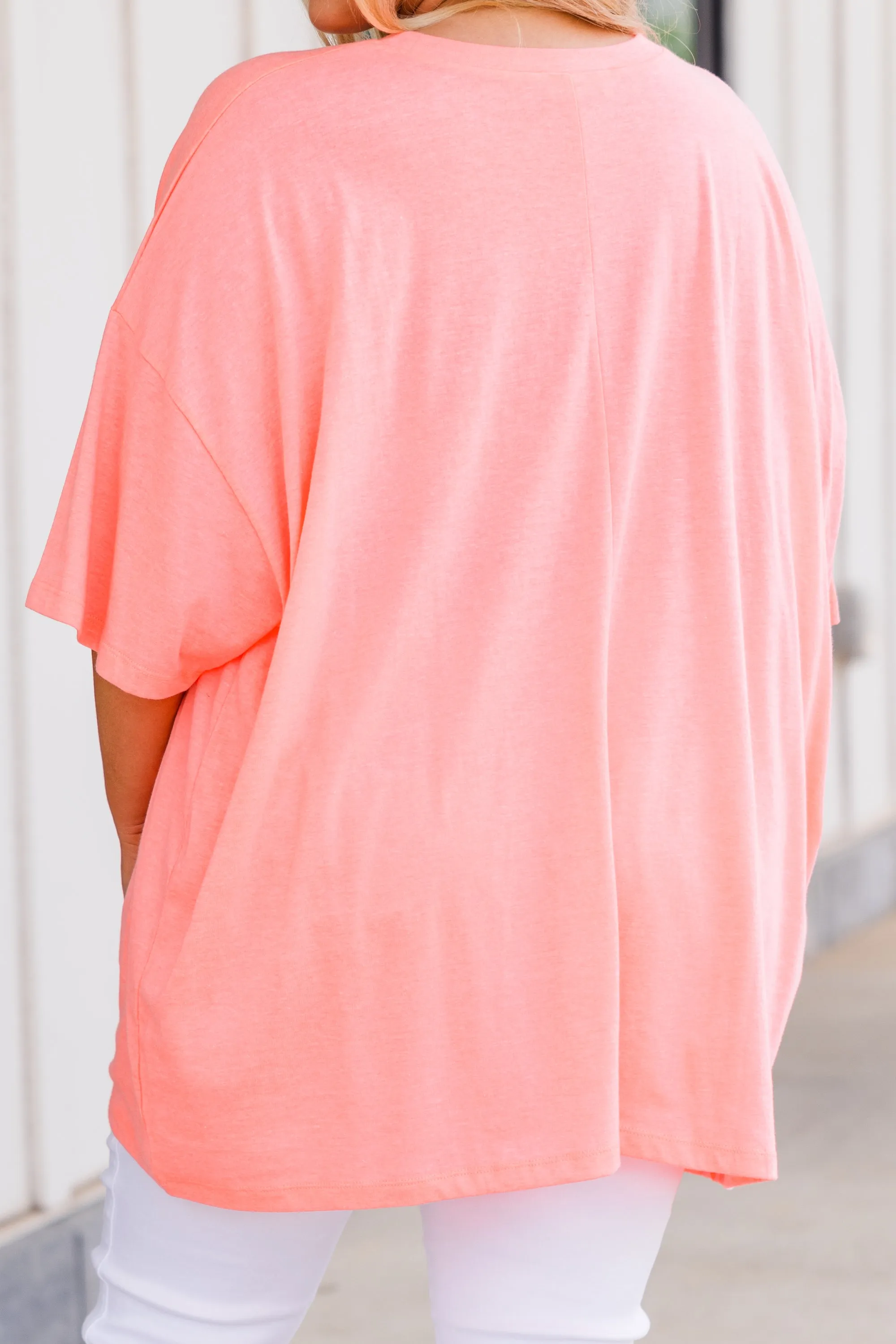 Only Good Things Boyfriend Tee, Neon Coral Pink