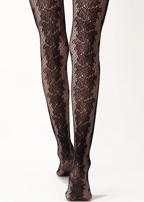 Oroblu Romantic Floral Fishnet Black Tights ()