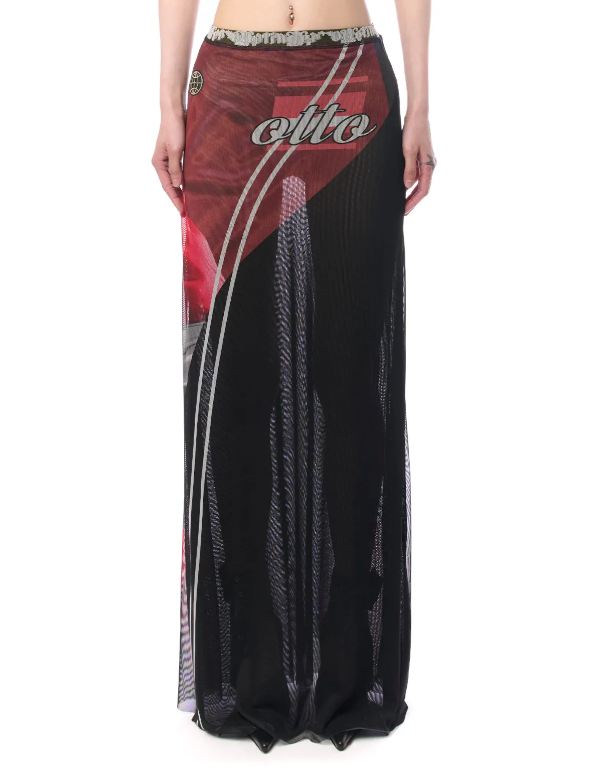 Ottolinger Soccer Print Mesh Maxi Skirt