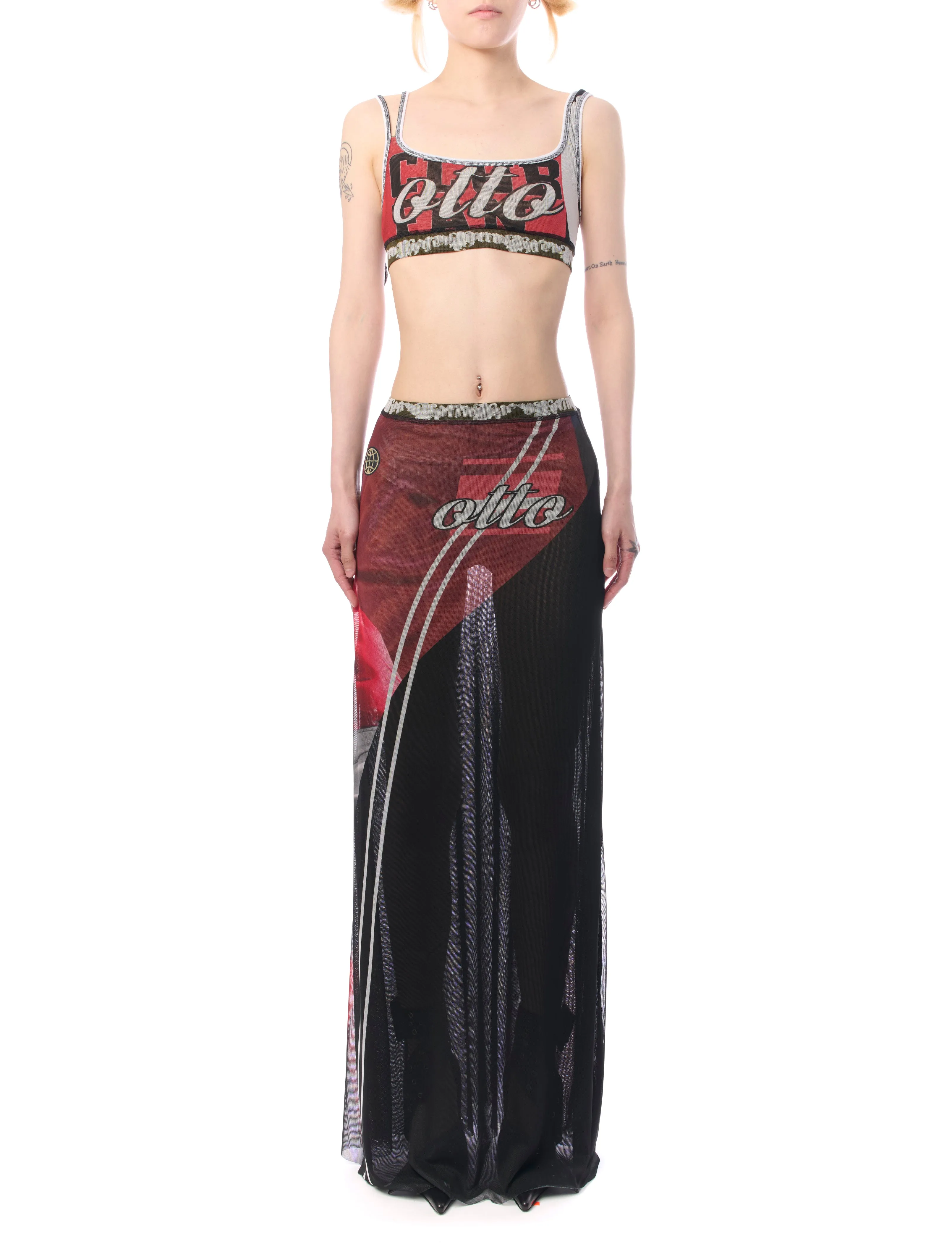 Ottolinger Soccer Print Mesh Maxi Skirt