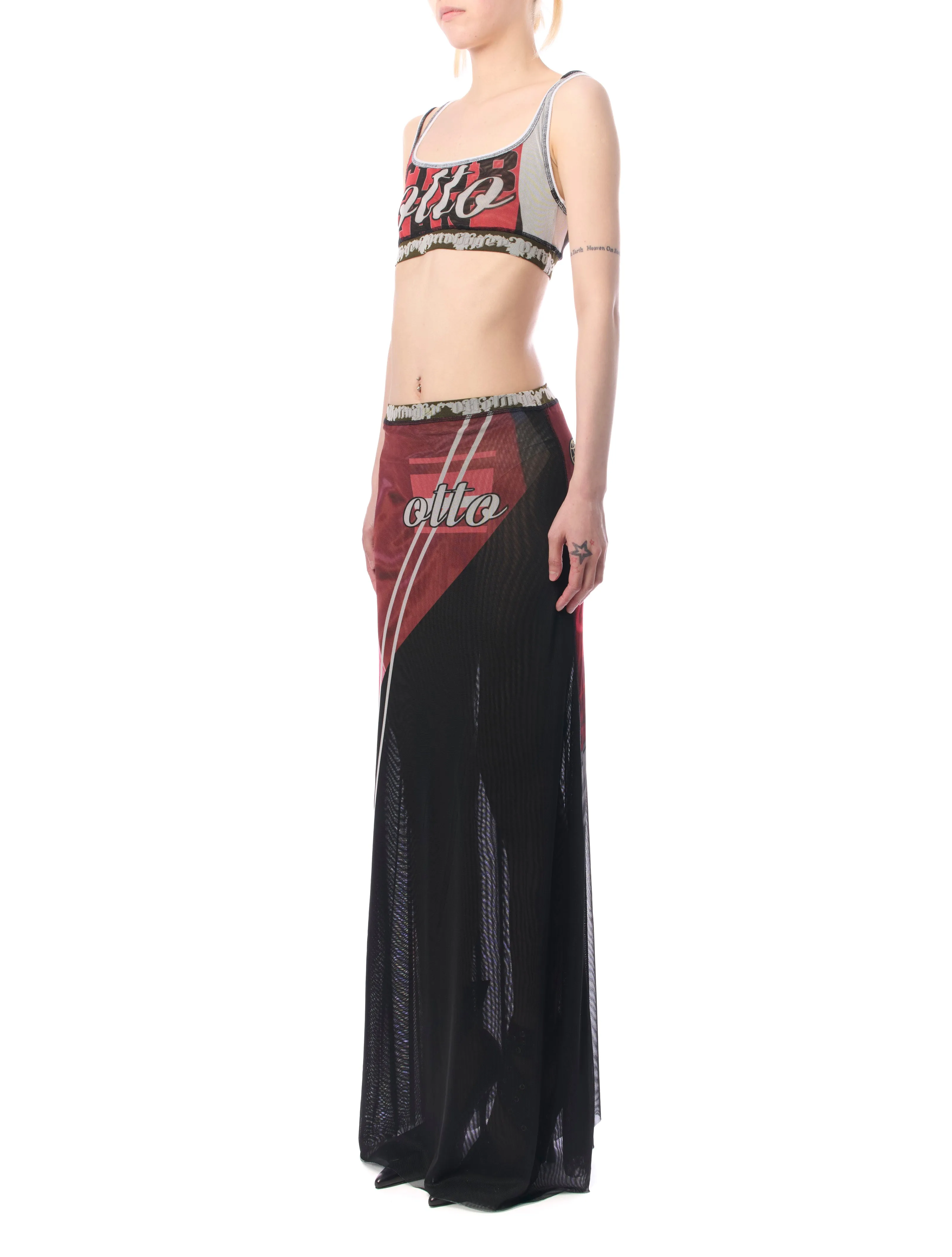 Ottolinger Soccer Print Mesh Maxi Skirt