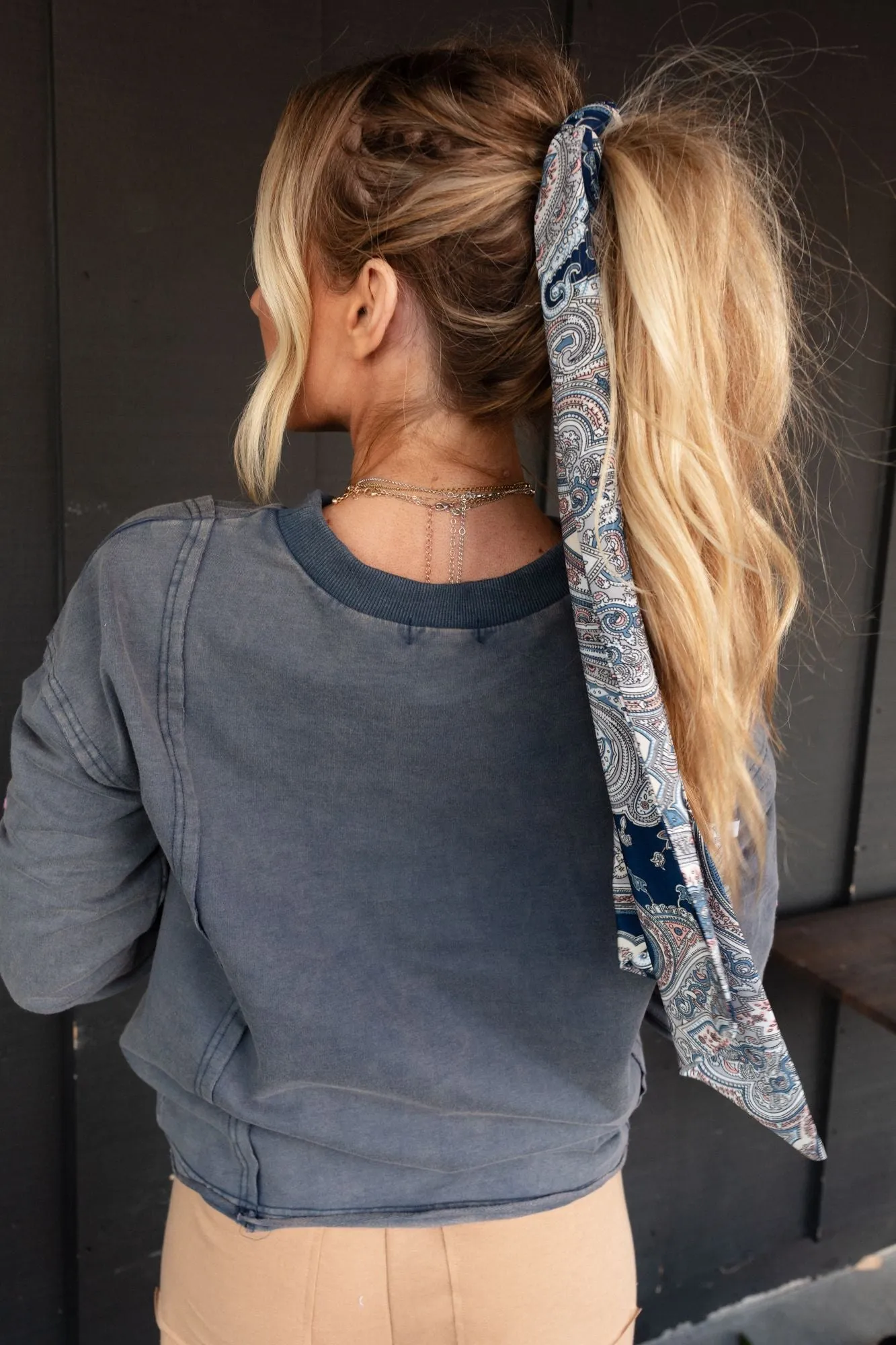 Paris Paisley Scarf - Navy Blue