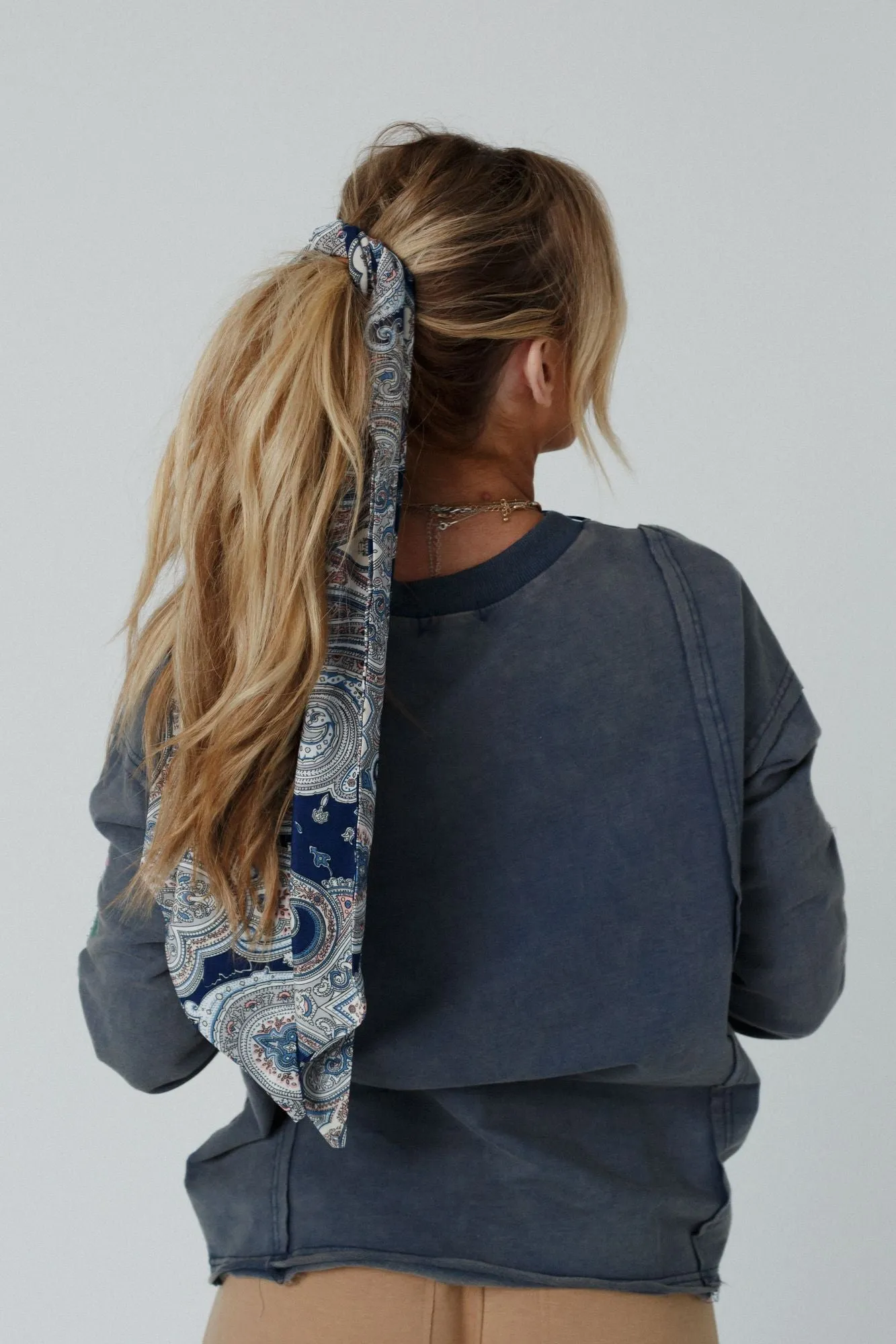 Paris Paisley Scarf - Navy Blue