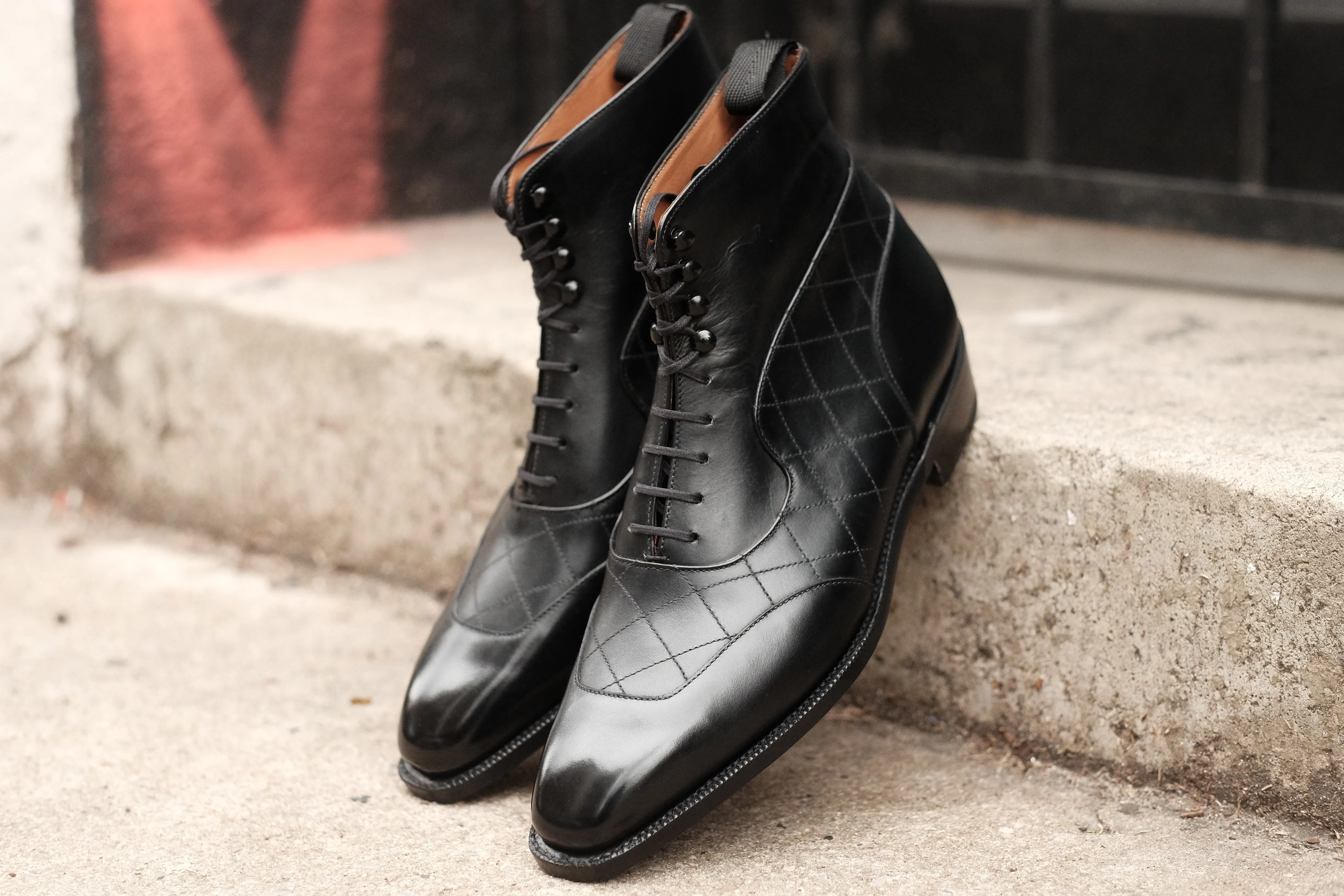 Pinehurst - MTO - Black Calf / Quilted Black Calf  - LPB Last - Single Leather Sole