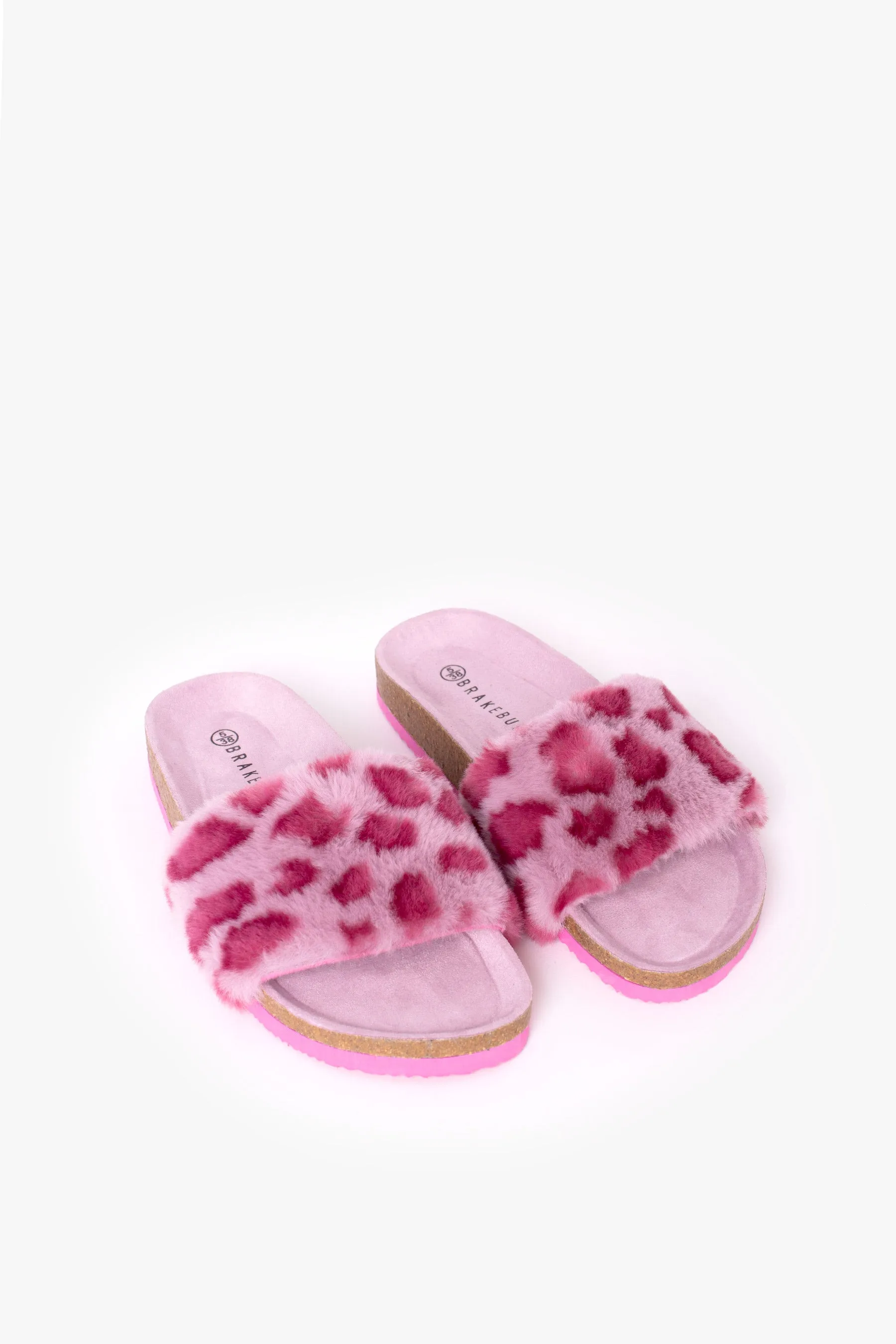 Pink Leopard Fluffy Slippers