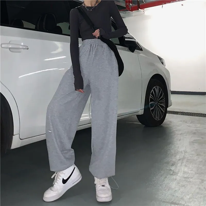 Plain Wide Leg Sweatpants dd11