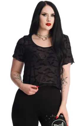 Prayers Bats on Mesh Cropped Top