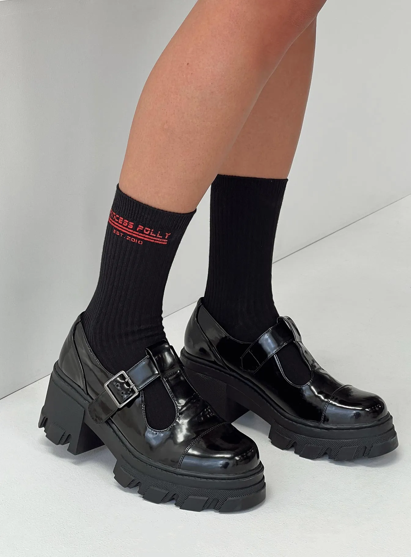 Princess Polly Crew Socks Black / Red