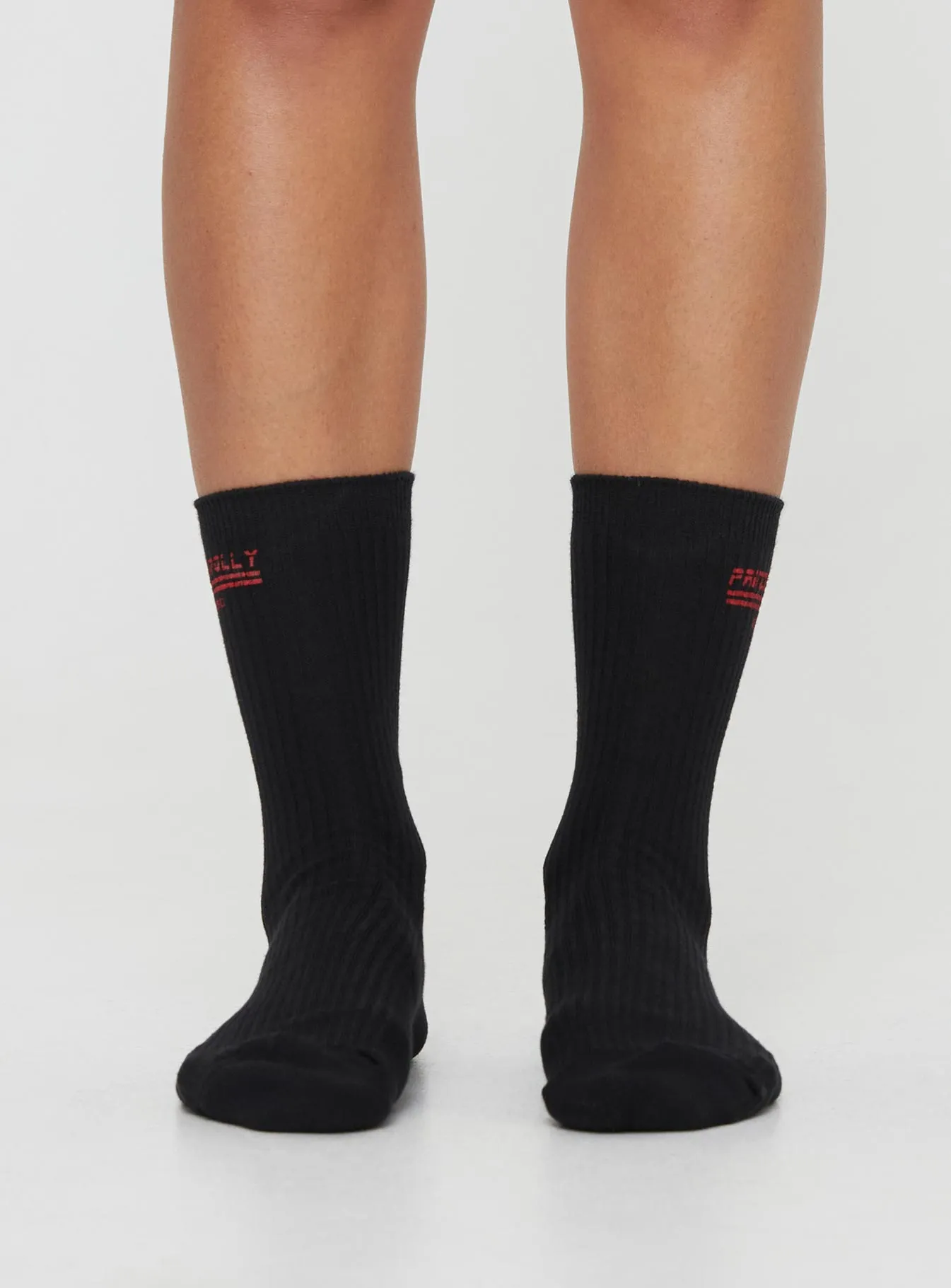 Princess Polly Crew Socks Black / Red