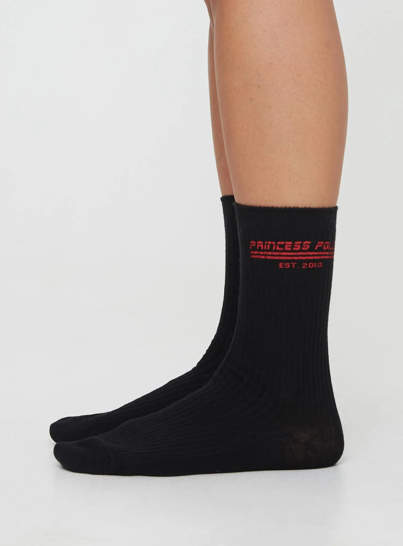 Princess Polly Crew Socks Black / Red