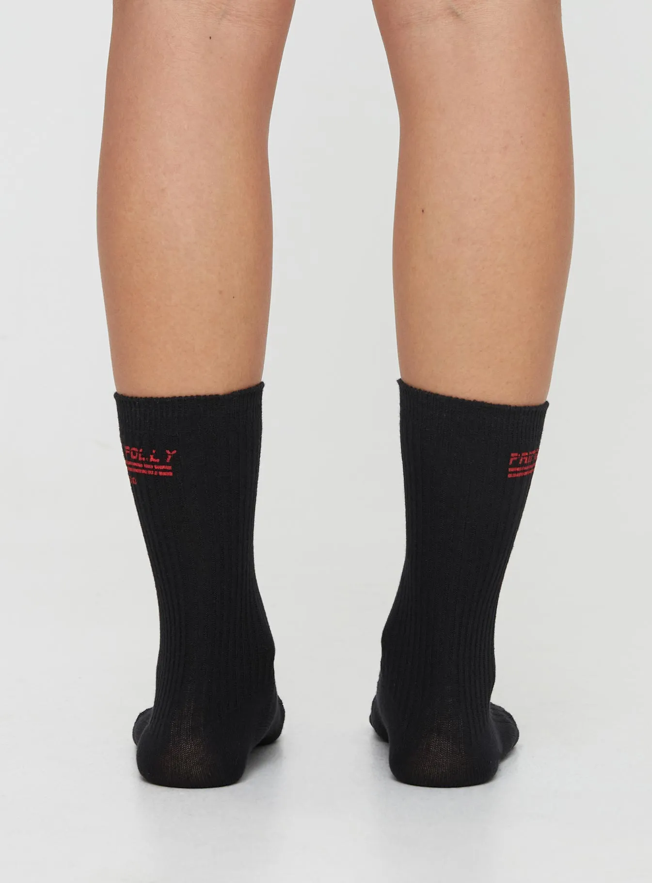 Princess Polly Crew Socks Black / Red