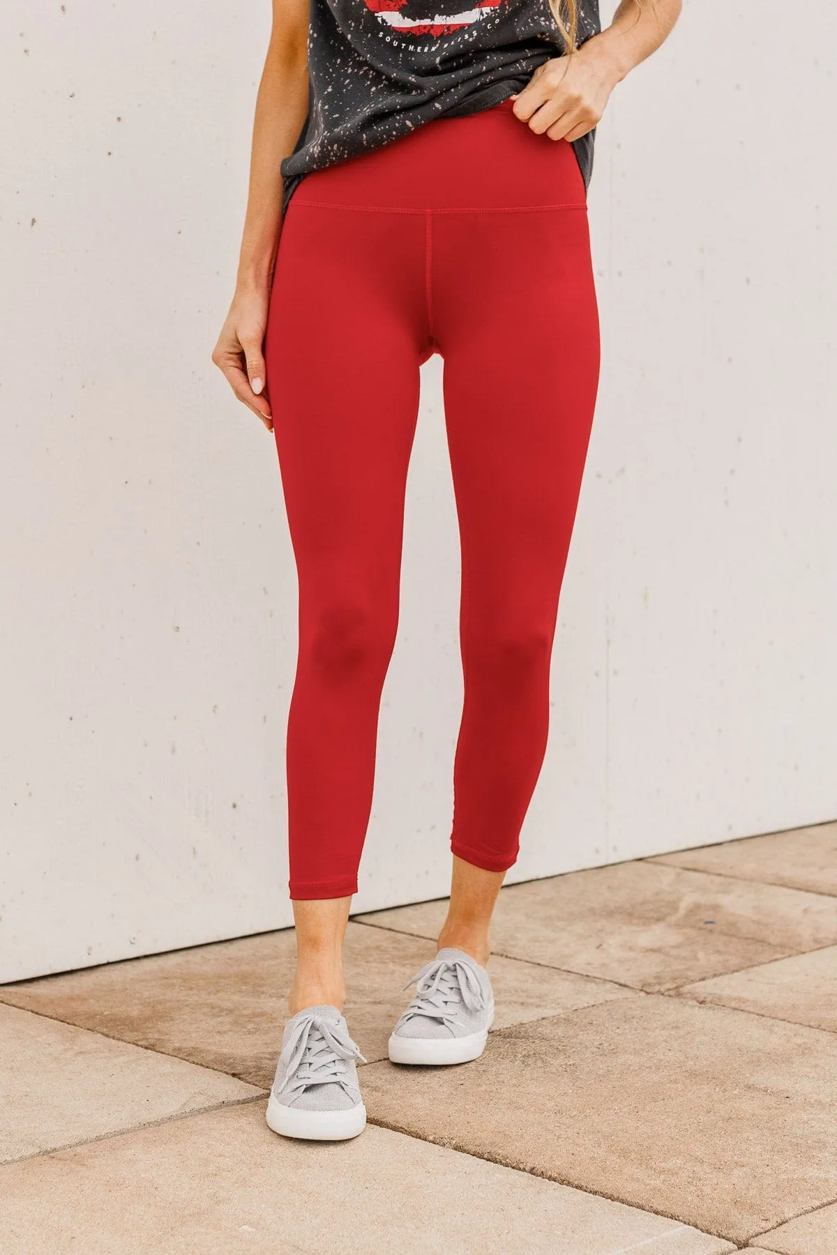 Proud And True Cropped Leggings- Red