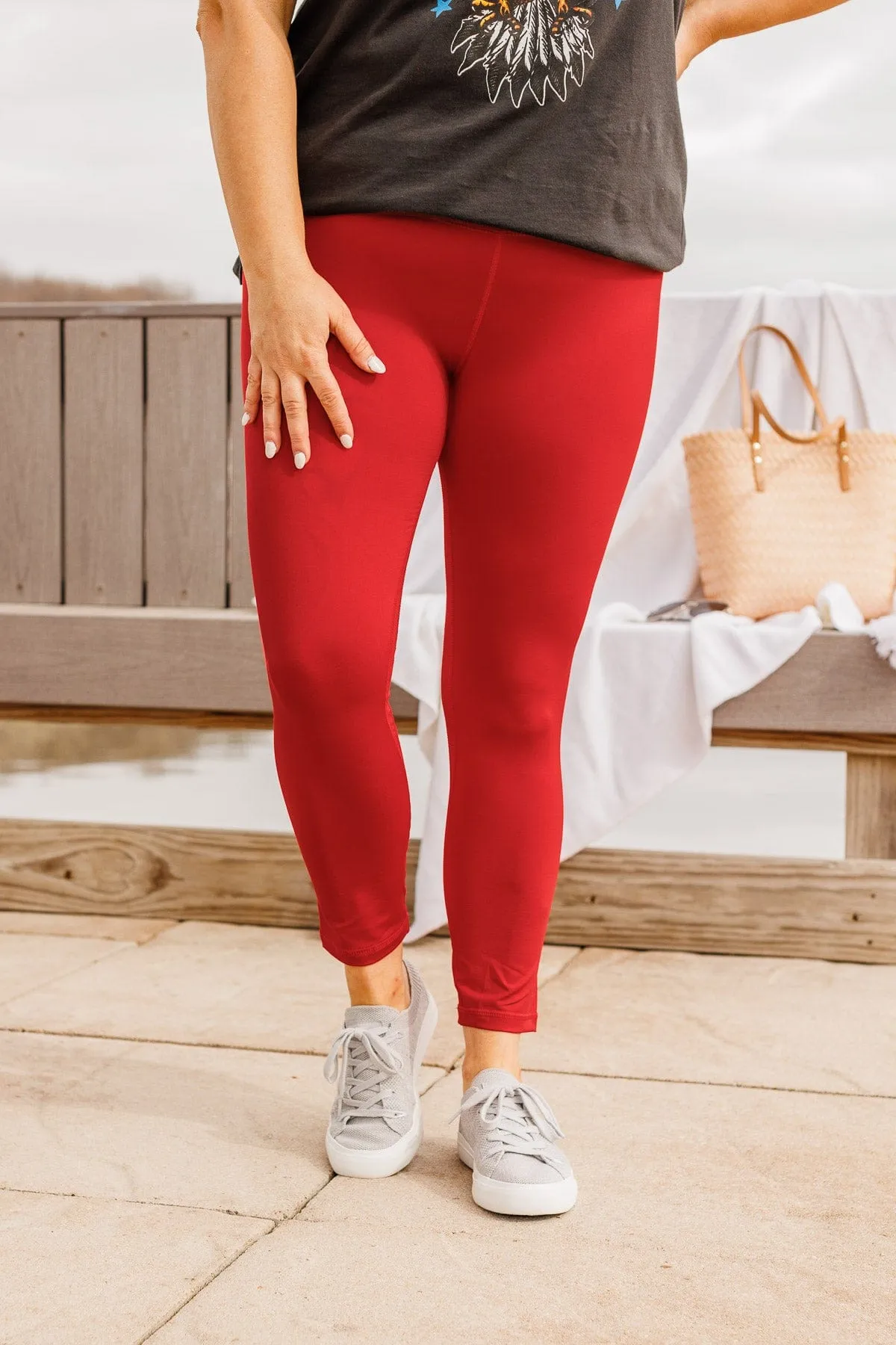 Proud And True Cropped Leggings- Red