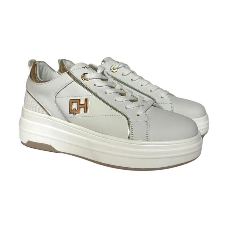 QH7 Queen Helena QH709WH/GO Sneaker Donna Stringate Bianco Oro