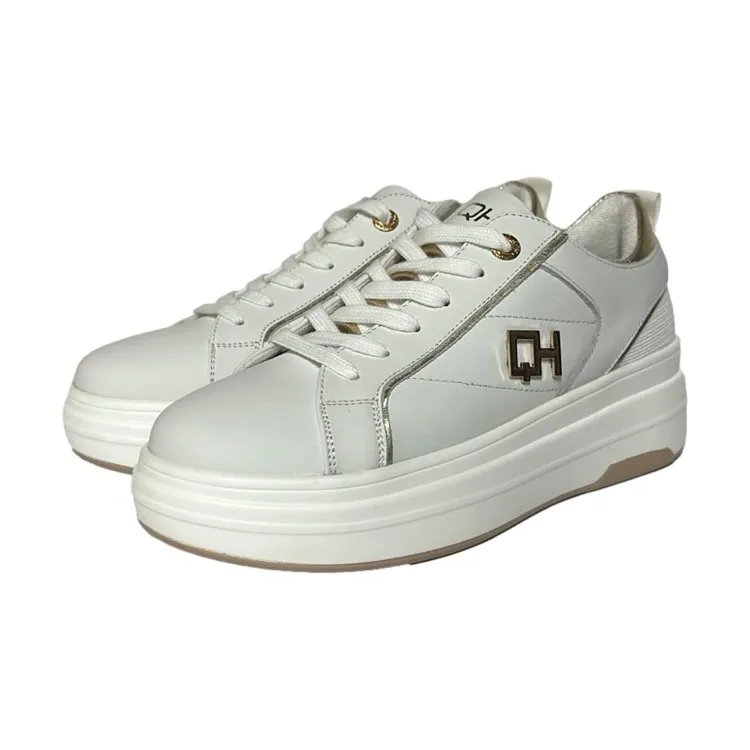 QH7 Queen Helena QH709WH/GO Sneaker Donna Stringate Bianco Oro