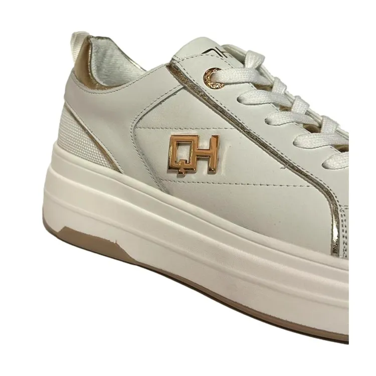 QH7 Queen Helena QH709WH/GO Sneaker Donna Stringate Bianco Oro